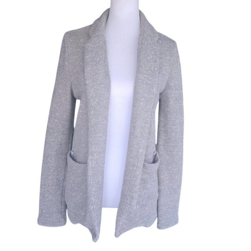 Crescent Stitch Fix Womens Heather Grey Wool‎ Blend Open Front Knit Blazer M